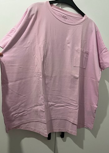 Pembe Kısa Kollu Basic Kadın Tişört - Görsel 2