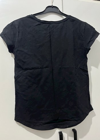 Siyah Kısa Kollu Baskılı Kadın Tişört - Görsel 4