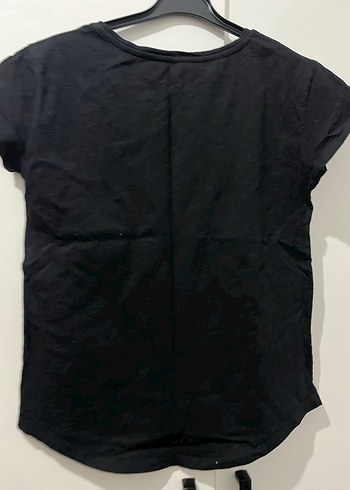 Siyah Kısa Kollu Baskılı Kadın Tişört - Görsel 5