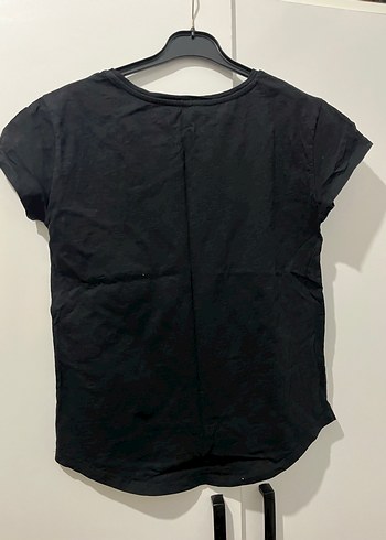 Siyah Kısa Kollu Baskılı Kadın Tişört - Görsel 6