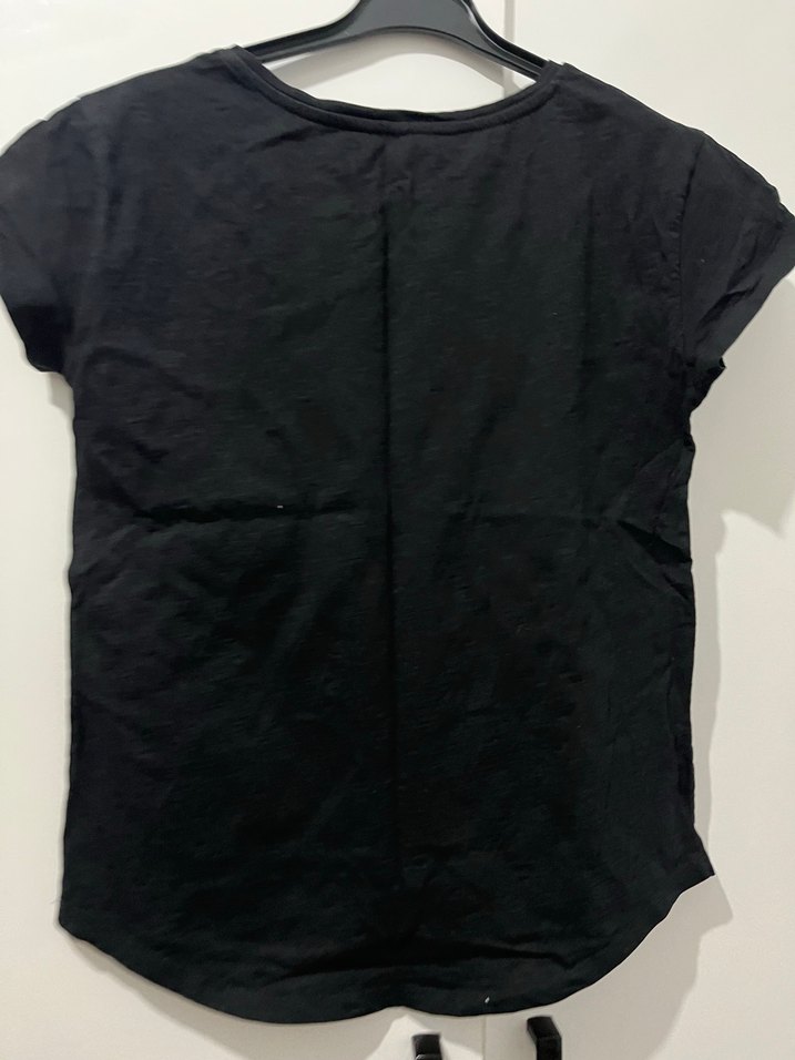 Siyah Kısa Kollu Baskılı Kadın Tişört - Görsel 5