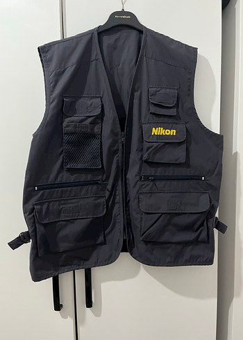 Nikon Siyah Erkek Kolsuz Streetwear Yelek - Görsel 4