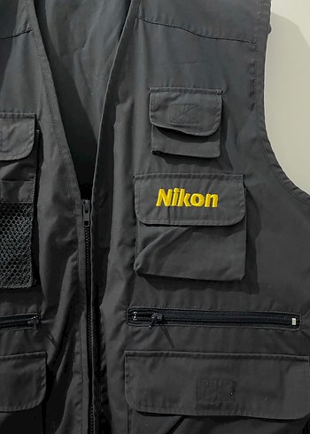 Nikon Siyah Erkek Kolsuz Streetwear Yelek - Görsel 3