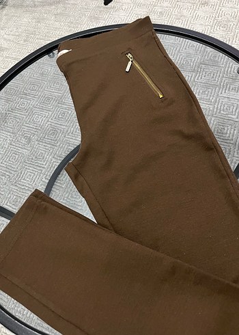 Düz Kahverengi Kadın Tayt Pantolon - Görsel 2