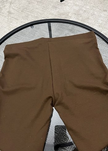 Düz Kahverengi Kadın Tayt Pantolon - Görsel 7
