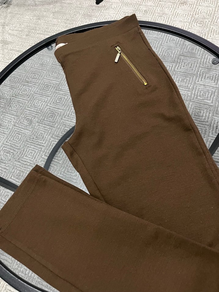 Düz Kahverengi Kadın Tayt Pantolon - Görsel 2