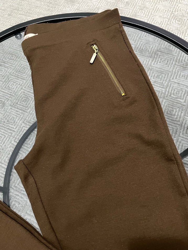 Düz Kahverengi Kadın Tayt Pantolon - Görsel 3