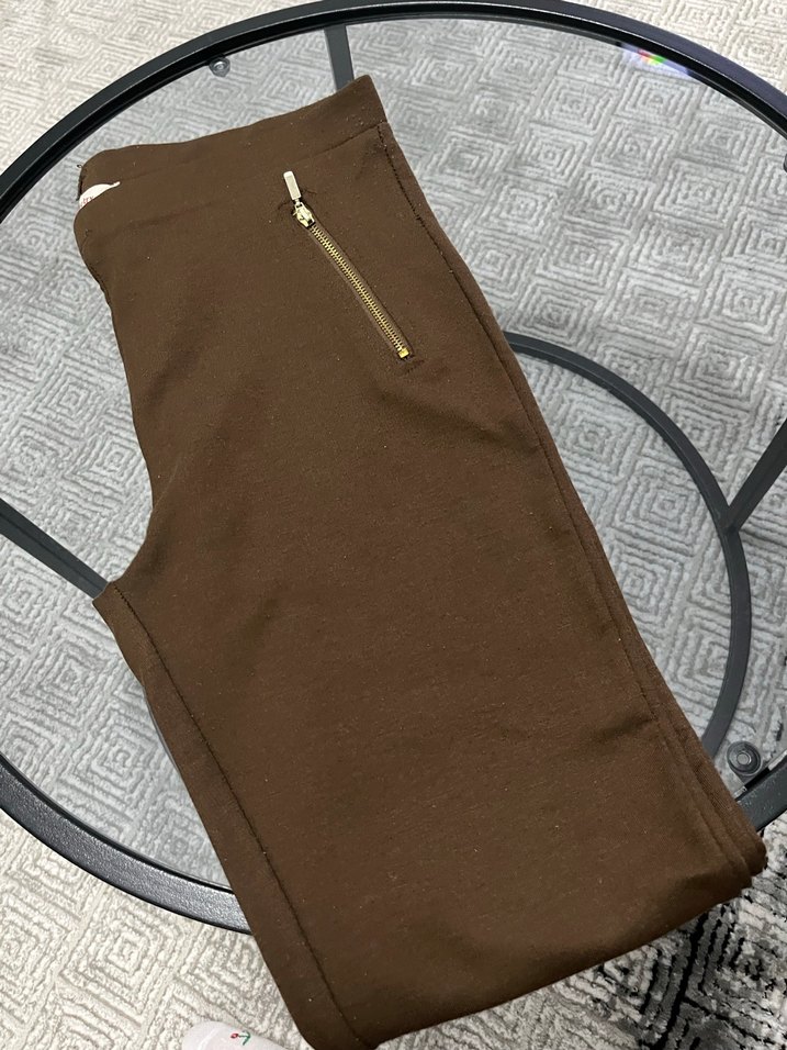 Düz Kahverengi Kadın Tayt Pantolon - Görsel 4