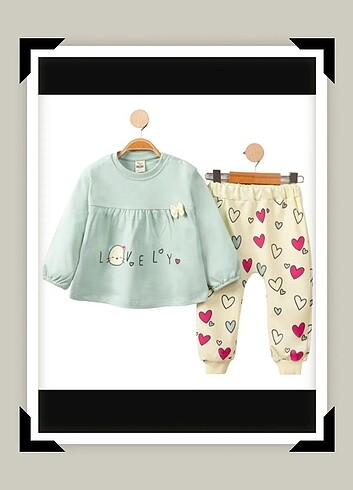 Kız Bebek Lovely Kalpli Alt Üst Takım - Görsel 3