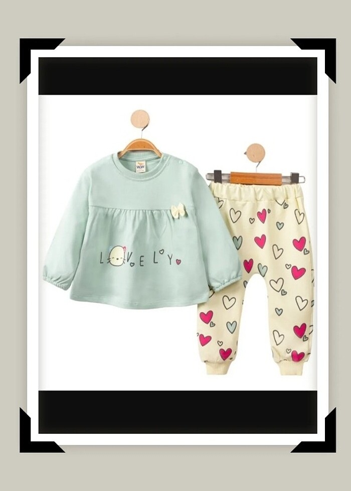 Kız Bebek Lovely Kalpli Alt Üst Takım - Görsel 3