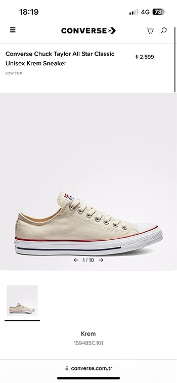 Krem kısa converse