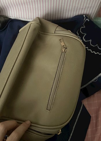 Bej Deri Fermuarlı Kadın Çanta - Görsel 2