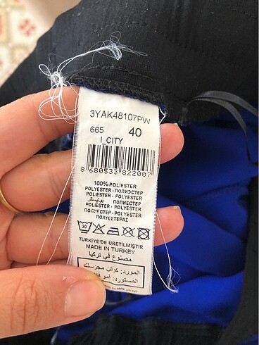 40 Beden lacivert Renk Koton beli lastikli pantolon