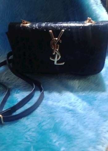 Şık lacivert Parlak Yılan Derisi Desenli Kadın Çantası - Görsel 5