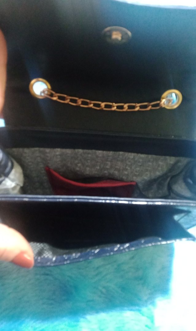 Şık lacivert Parlak Yılan Derisi Desenli Kadın Çantası - Görsel 2