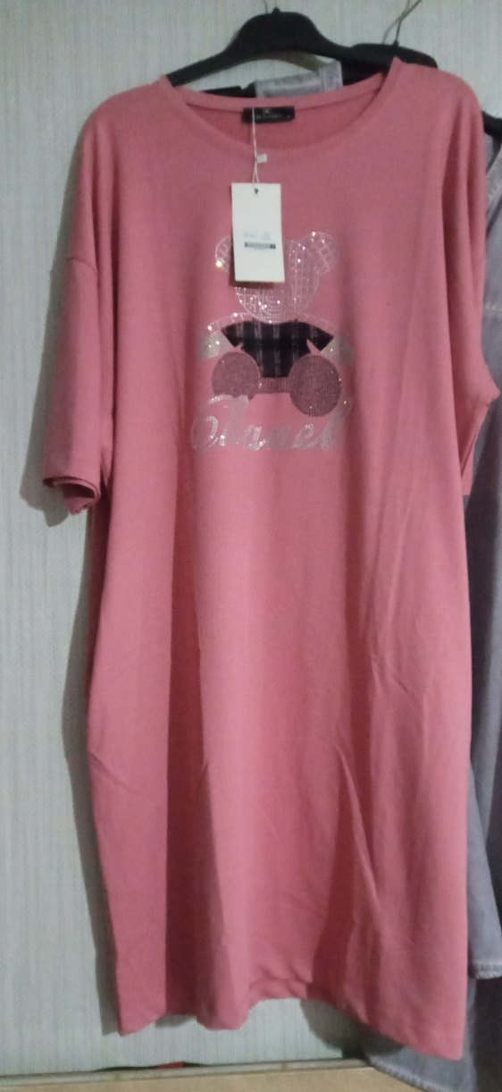 Pembe Baskılı Kısa Kollu elbise - Görsel 2