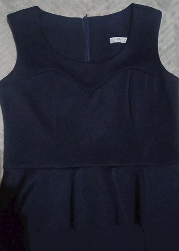 Lacivert V Yaka  Midi Elbise - Görsel 2