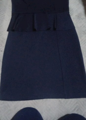 Lacivert V Yaka  Midi Elbise - Görsel 3