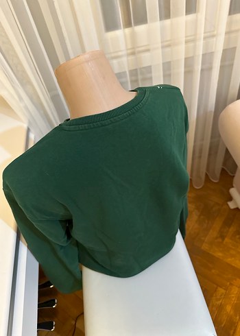 m Beden yeşil Renk Yuvarlak Yaka Yeşil Triko Kadın Sweatshirt