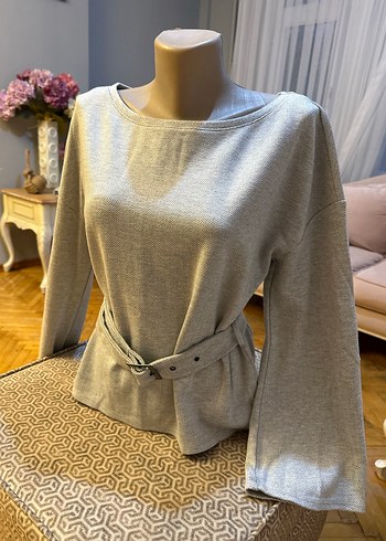 s Beden Oxxo Gri Kemerli Kadın Sweatshirt