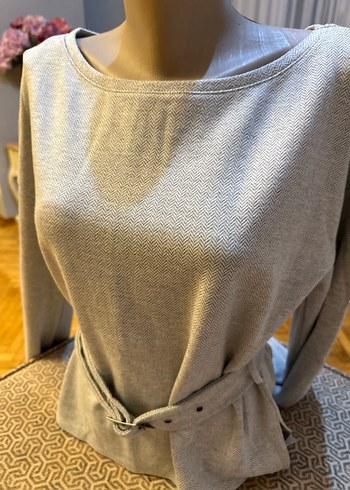 s Beden gri Renk Oxxo Gri Kemerli Kadın Sweatshirt