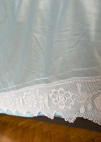 Açık Mavi Dantelli saten  sünnet Düz Yatak Örtüsü - Görsel 2