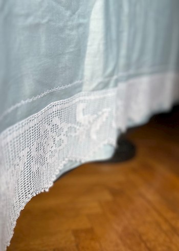 Açık Mavi Dantelli saten  sünnet Düz Yatak Örtüsü - Görsel 7