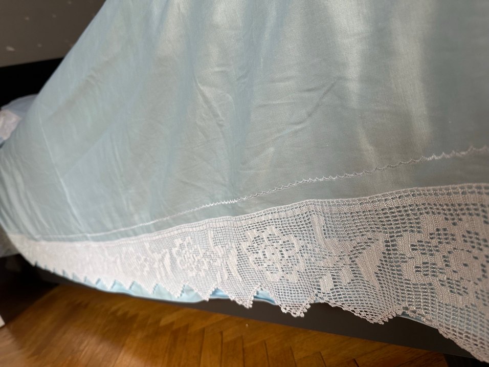 Açık Mavi Dantelli saten  sünnet Düz Yatak Örtüsü - Görsel 2