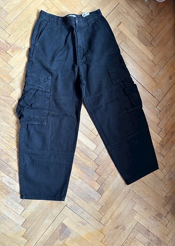 Pull and Bear Siyah Bol Kesim erkek Kot Pantolon