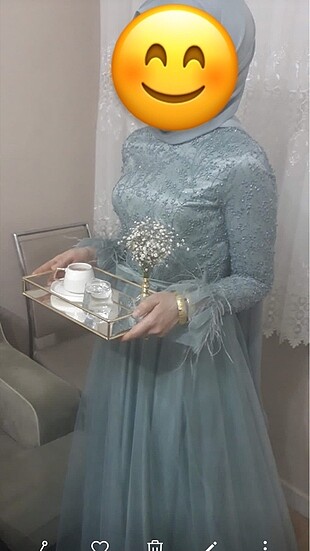 38 Beden yeşil Renk Nişan elbisesi