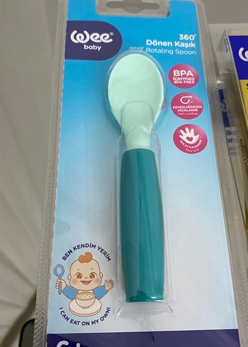 Wee Baby 360° Dönen Silikon Mama Kaşığı Seti - Görsel 2