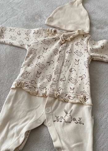 Nakışlı Beyaz Bebek Kız Tulum Seti 0/3 - Görsel 2