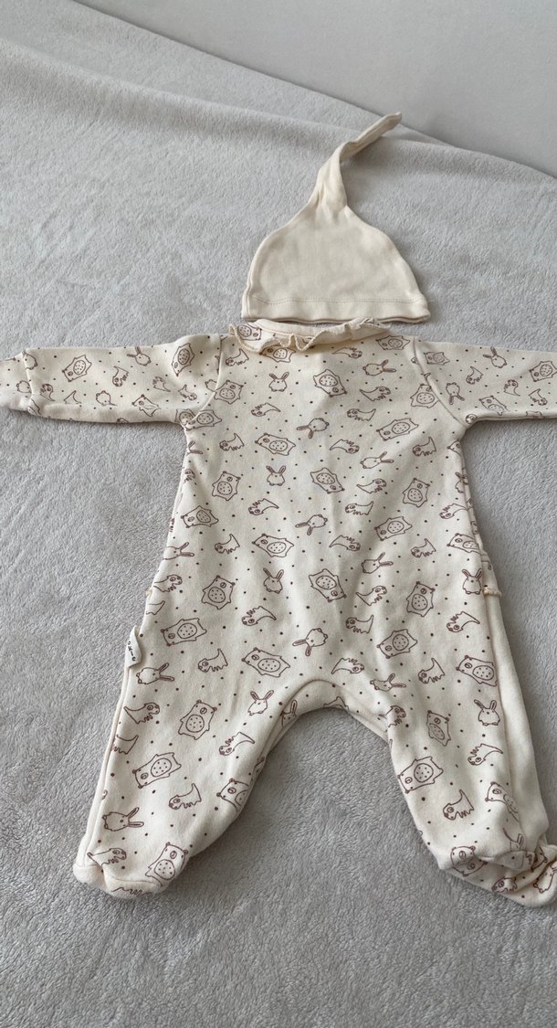 Nakışlı Beyaz Bebek Kız Tulum Seti 0/3 - Görsel 5