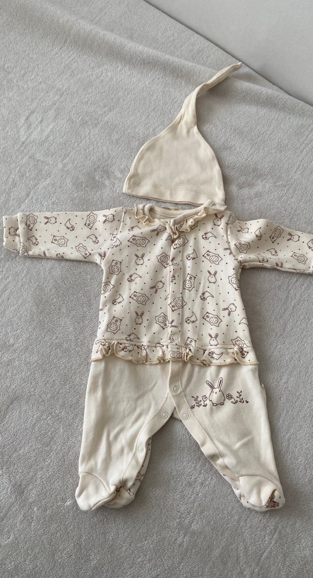 Nakışlı Beyaz Bebek Kız Tulum Seti 0/3 - Görsel 3