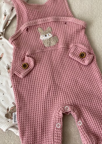Nakışlı, Örgü Pembe Bebek Tulumu 0/3 - Görsel 3