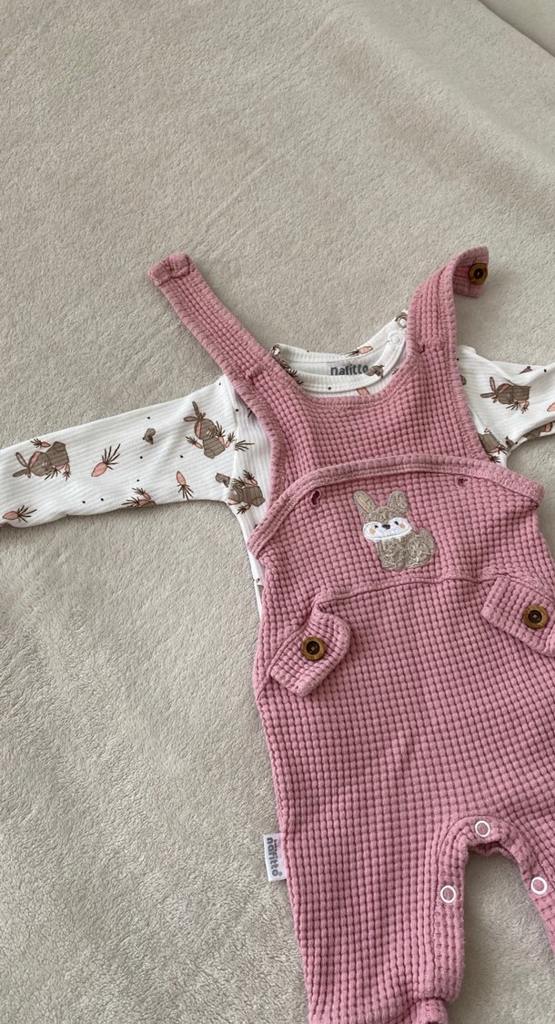 Nakışlı, Örgü Pembe Bebek Tulumu 0/3 - Görsel 5