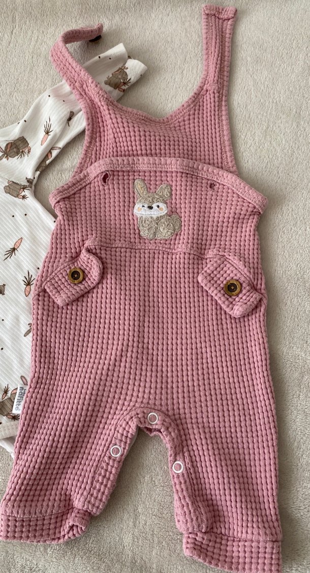 Nakışlı, Örgü Pembe Bebek Tulumu 0/3 - Görsel 2