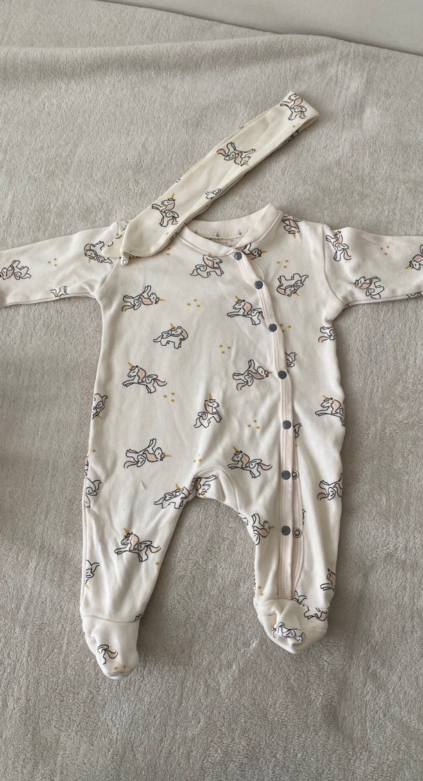 Beyaz Örgü Desenli Bebek Kız Tulum 0/3 - Görsel 2