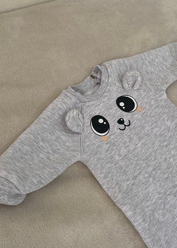Kız Çocuk Gri Peluş Detaylı Sweatshirt - Görsel 3