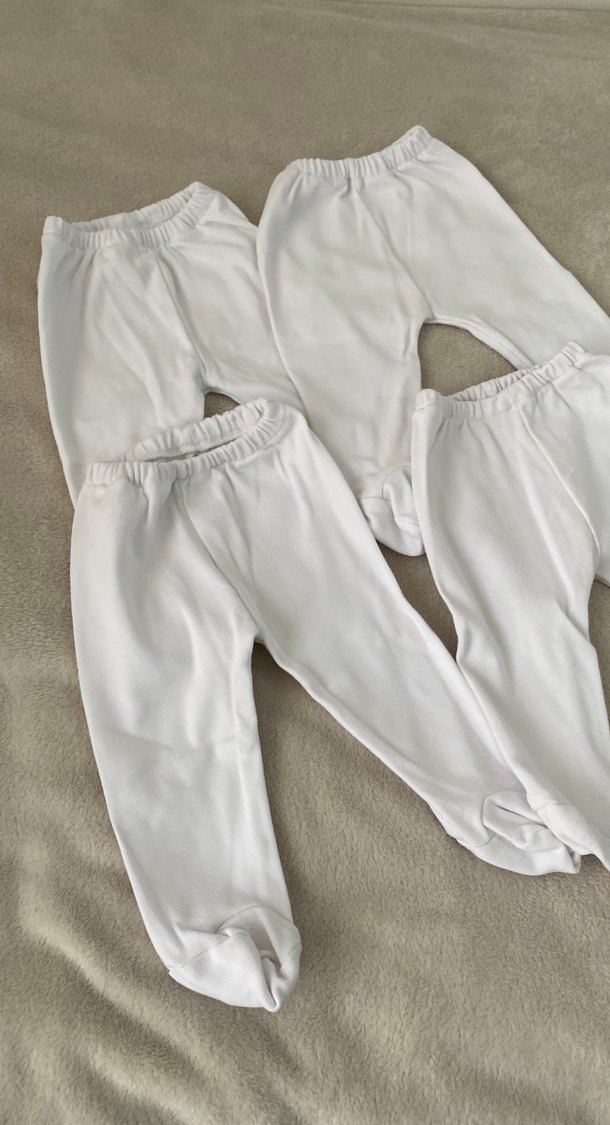 Kız Çocuk Beyaz Pamuklu Rahat Pantolon - Görsel 3