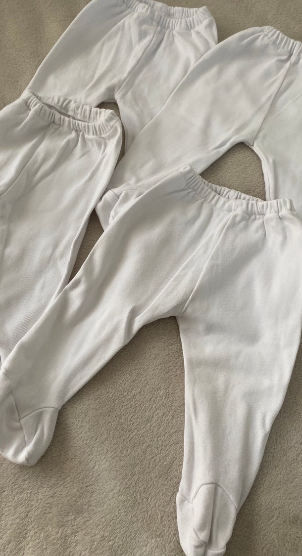 Kız Çocuk Beyaz Pamuklu Rahat Pantolon - Görsel 2