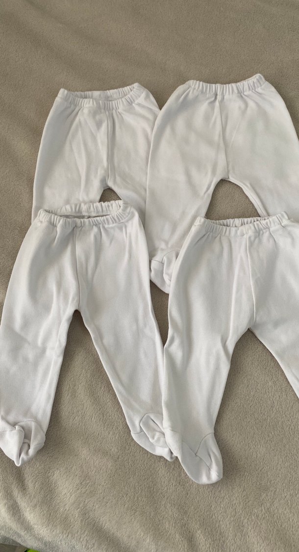 Kız Çocuk Beyaz Pamuklu Rahat Pantolon - Görsel 4