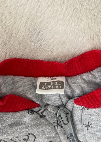 Gri Uzay Desenli Fermuarlı Bebek Tulumu - Görsel 6