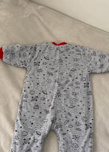 Gri Uzay Desenli Fermuarlı Bebek Tulumu - Görsel 7