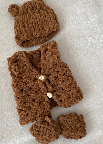 0/3 aylık yelek şapka takım - Görsel 3