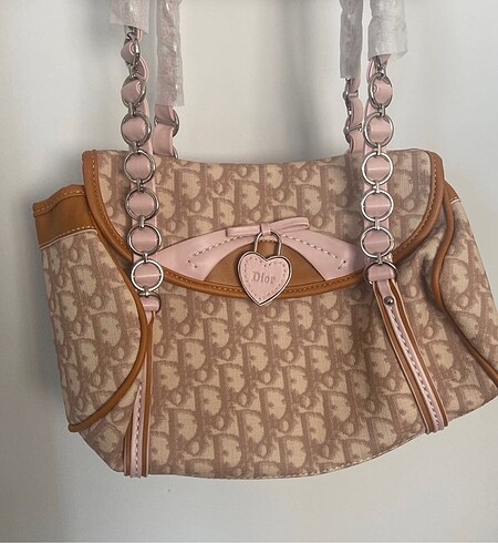 Dior vintage pembe kalp canta