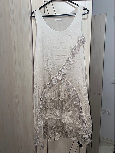 CB Made in italy Bej Vintage Elbise