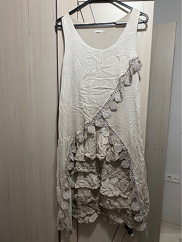 Bej Vintage Elbise