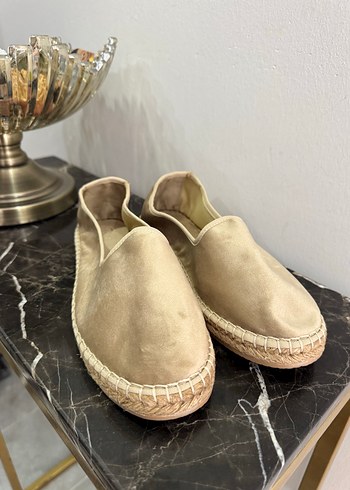 38 Beden camel Renk Bej Süet Kadın Espadril Topuk elle marka