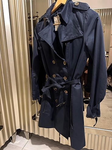 Burberry marka lacivert trenchkot